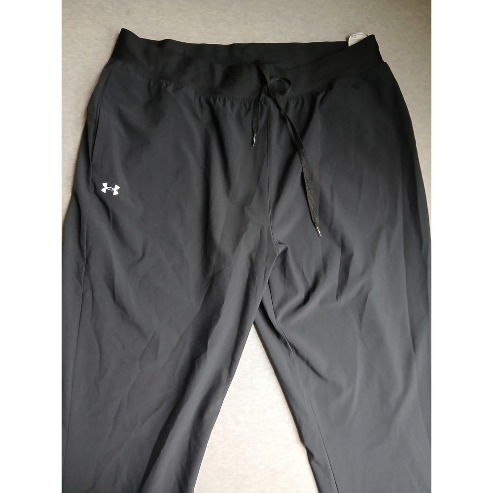 Under Armour Sport Pants Womens XL Rival Active Stretch Pull On Black Tapered - Picture 3 of 12